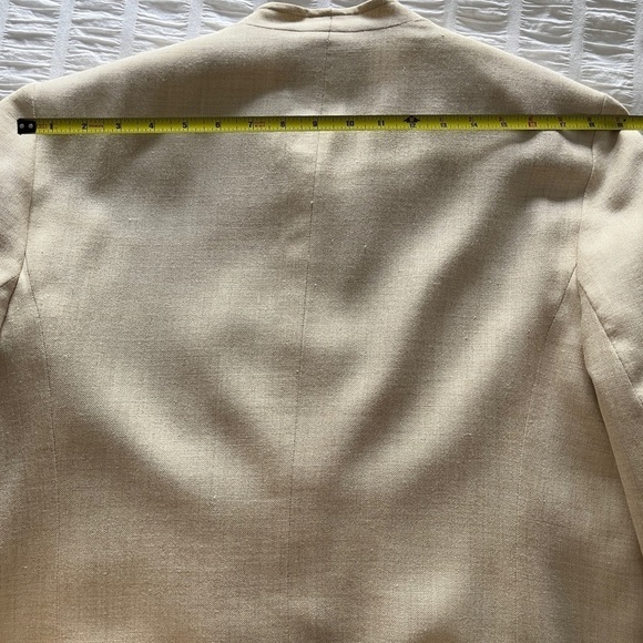 JAEGER Vintage Cream Linen Blend Lined Long Jacket Neutral Coastal Classic Chic - Picture 13 of 17